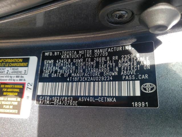 Photo 10 from auction – 2010 TOYOTA CAMRY BASE with VIN 4T1BF3EK2AU029234