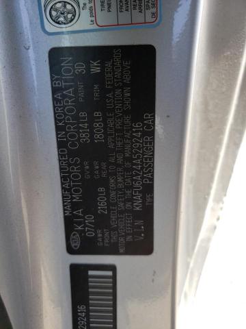 Photo 10 from auction – 2010 KIA FORTE EX with VIN KNAFU6A24A5292416