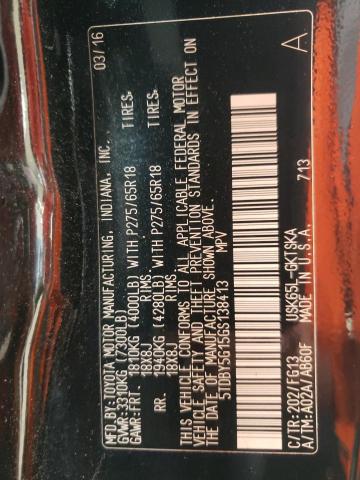 Photo 10 from auction – 2016 TOYOTA SEQUOIA SR with VIN 5TDBY5G15GS138413