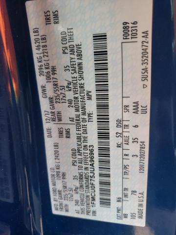 Photo 10 from auction – 2018 FORD ESCAPE S with VIN 1FMCU0F75JUA96963
