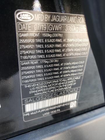 Photo 10 from auction – 2020 LAND ROVER RANGE ROVE with VIN SALGS2SE5LA570452