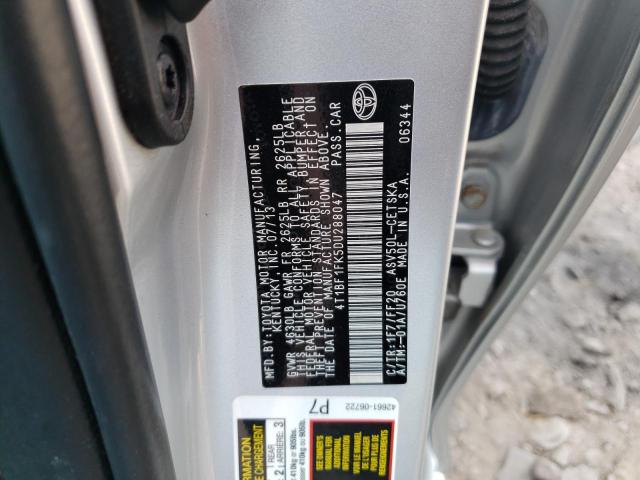 Photo 10 from auction – 2013 TOYOTA CAMRY L with VIN 4T1BF1FK5DU288047