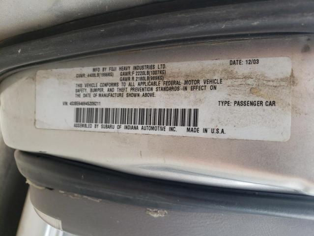 Photo 10 from auction – 2004 SUBARU LEGACY GT with VIN 4S3BE646945209211
