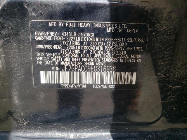 Photo 10 from auction – 2014 SUBARU XV CROSSTR with VIN JF2GPACC9EG316938