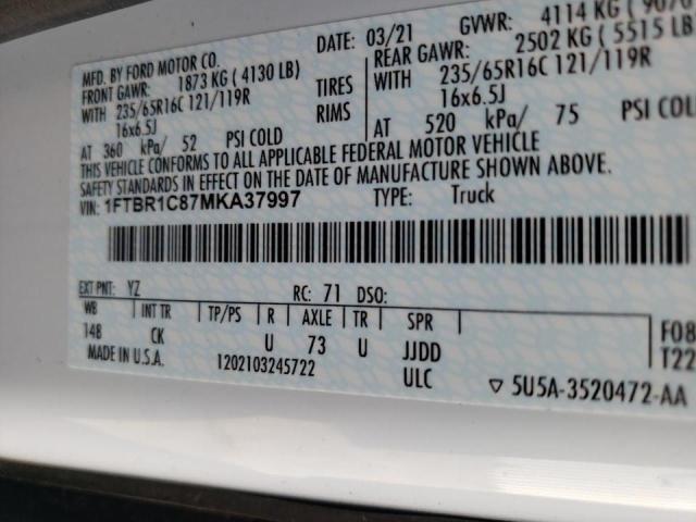 Photo 10 from auction – 2021 FORD TRANSIT T- with VIN 1FTBR1C87MKA37997