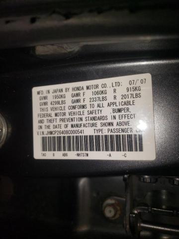 Photo 10 from auction – 2008 HONDA ACCORD LXP with VIN JHMCP26408C000541
