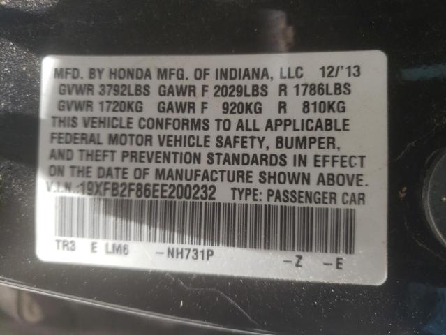 Photo 10 from auction – 2014 HONDA CIVIC EX with VIN 19XFB2F86EE200232