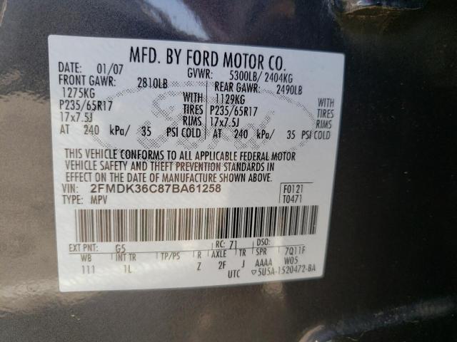 Photo 10 from auction – 2007 FORD EDGE SE with VIN 2FMDK36C87BA61258