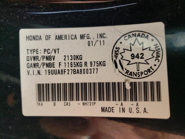 Photo 10 from auction – 2011 ACURA TL with VIN 19UUA8F27BA800377