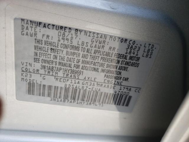 Photo 10 from auction – 2017 NISSAN SENTRA S with VIN 3N1AB7AP1HY389691