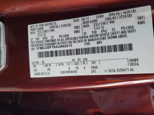 Photo 10 from auction – 2018 FORD ESCAPE S with VIN 1FMCU0F79JUA02213