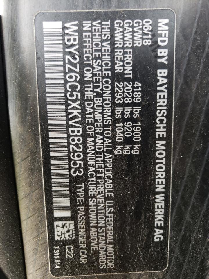 Photo 11 from auction – 2019 BMW I8 with VIN WBY2Z6C5XKVB82953