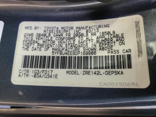 Photo 10 from auction – 2013 TOYOTA COROLLA BA with VIN 5YFBU4EE9DP169986