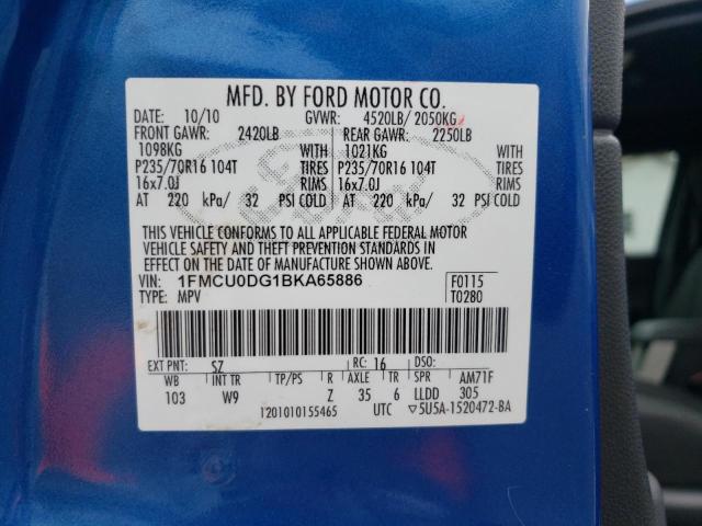 FORD ESCAPE XLT 2011 with VIN 1FMCU0DG1BKA65886 - Photo from auction