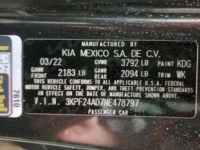 Photo 10 from auction – 2022 KIA FORTE FE with VIN 3KPF24AD7NE478797