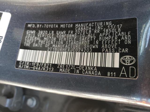 Photo 10 from auction – 2018 TOYOTA COROLLA with VIN 2T1BURHEXJC024203