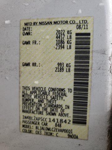 Photo 10 from auction – 2012 NISSAN ALTIMA SR with VIN 1N4BL2AP5CC141842