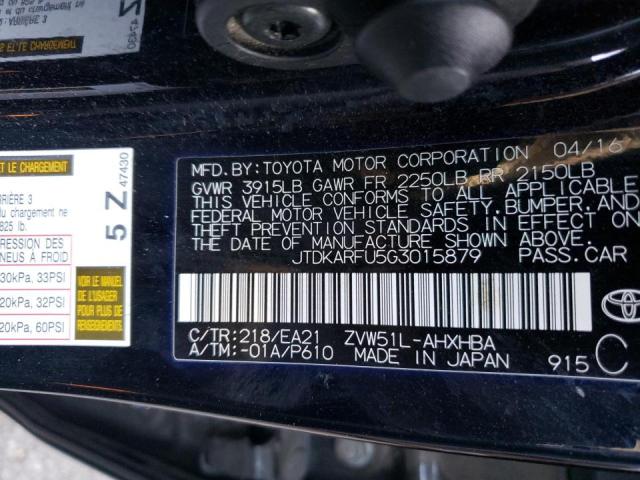 Photo 10 from auction – 2016 TOYOTA PRIUS with VIN JTDKARFU5G3015879