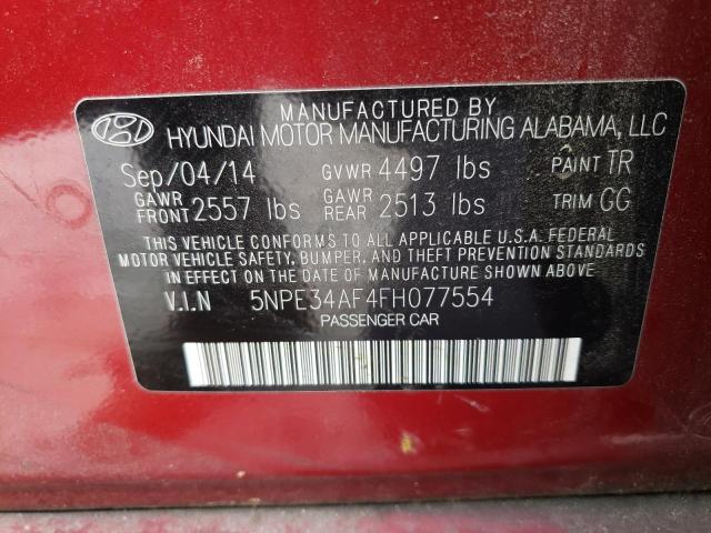 Photo 10 from auction – 2015 HYUNDAI SONATA SPO with VIN 5NPE34AF4FH077554