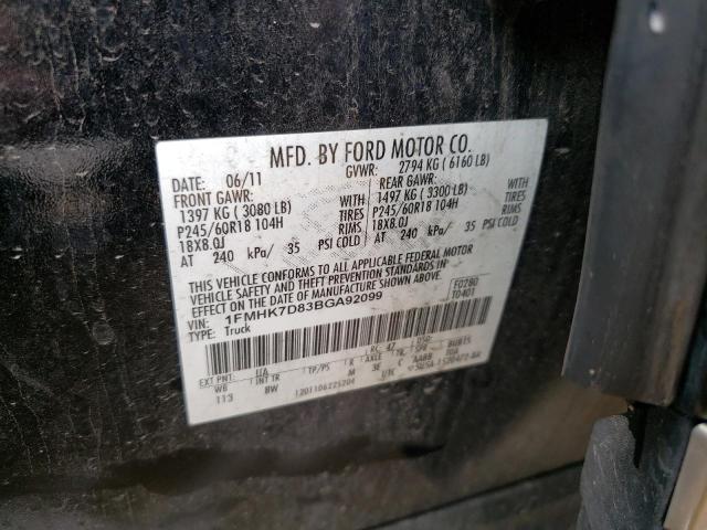 Photo 10 from auction – 2011 FORD EXPLORER X with VIN 1FMHK7D83BGA92099