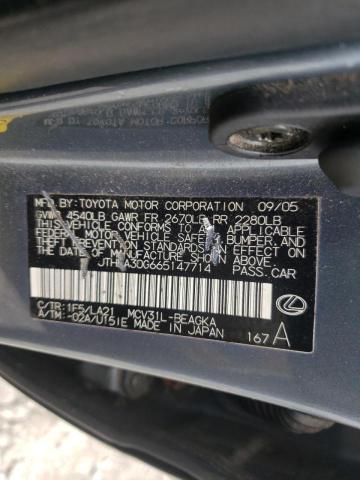 Photo 10 from auction – 2006 LEXUS ES 330 with VIN JTHBA30G665147714