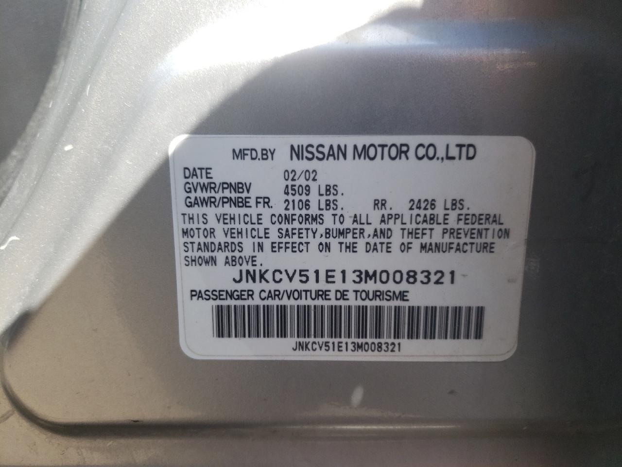 Photo 10 from auction – 2003 INFINITI G35 with VIN JNKCV51E13M008321
