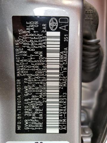 Photo 10 from auction – 2015 TOYOTA COROLLA L with VIN 2T1BURHE0FC366752