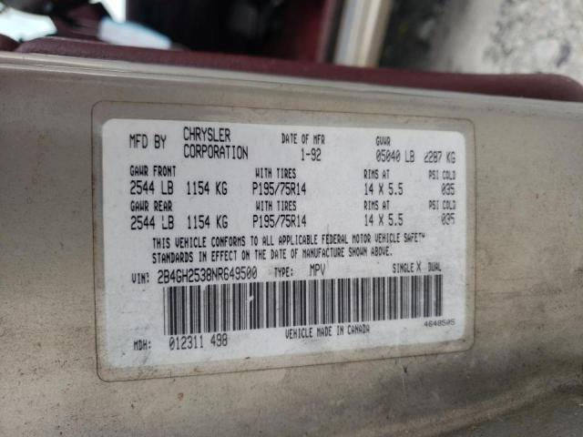 Photo 10 from auction – 1992 DODGE CARAVAN with VIN 2B4GH2538NR649500