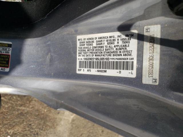 Photo 10 from auction – 2005 HONDA CIVIC DX V with VIN 1HGEM22195L005183