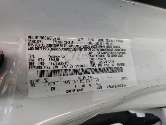 Photo 10 from auction – 2012 FORD FOCUS S with VIN 1FAHP3E20CL151035
