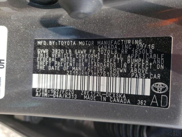 Photo 10 from auction – 2017 TOYOTA COROLLA L with VIN 2T1BURHE3HC761060
