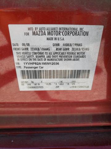 Photo 10 from auction – 2009 MAZDA 6 I with VIN 1YVHP82A195M12036