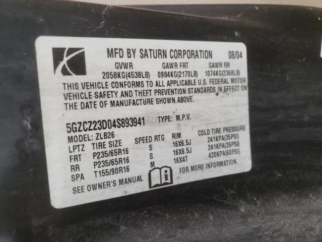Photo 10 from auction – 2004 SATURN VUE with VIN 5GZCZ23D04S893941