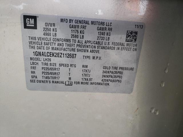 Photo 10 from auction – 2014 CHEVROLET EQUINOX LT with VIN 1GNALCEK2EZ112607