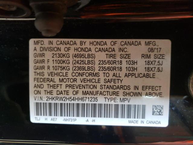 Photo 10 from auction – 2017 HONDA CR-V EX with VIN 2HKRW2H54HH671235