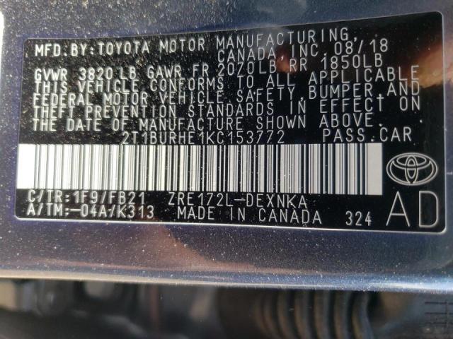 Photo 10 from auction – 2019 TOYOTA COROLLA L with VIN 2T1BURHE1KC153772