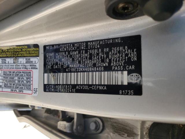 Photo 10 from auction – 2004 TOYOTA CAMRY LE with VIN 4T1BE32K44U848466