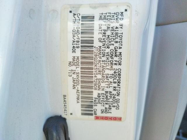 Photo 10 from auction – 2000 TOYOTA CAMRY CE with VIN JT2BG22K5Y0472908