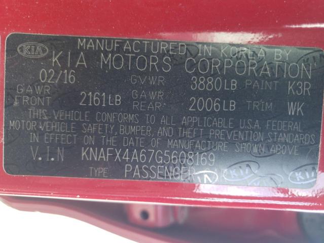 Photo 10 from auction – 2016 KIA FORTE LX with VIN KNAFX4A67G5608169