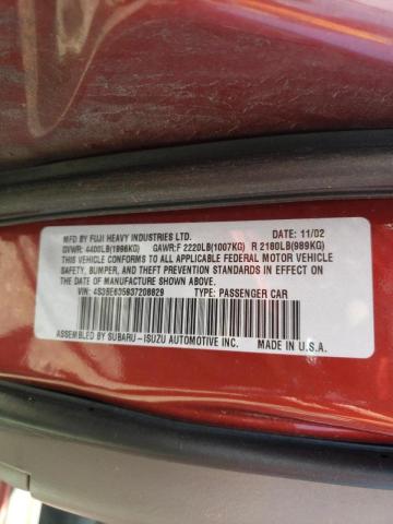 Photo 10 from auction – 2003 SUBARU LEGACY L with VIN 4S3BE635937208829