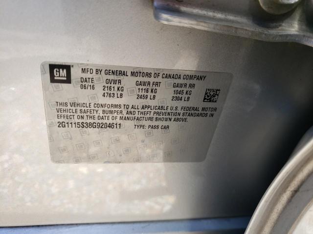 Photo 10 from auction – 2016 CHEVROLET IMPALA LT with VIN 2G1115S38G9204611