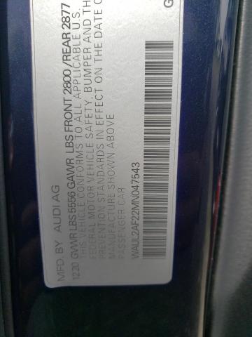 AUDI A6 PREMIUM 2021 with VIN WAUL2AF22MN047543 - Photo from auction