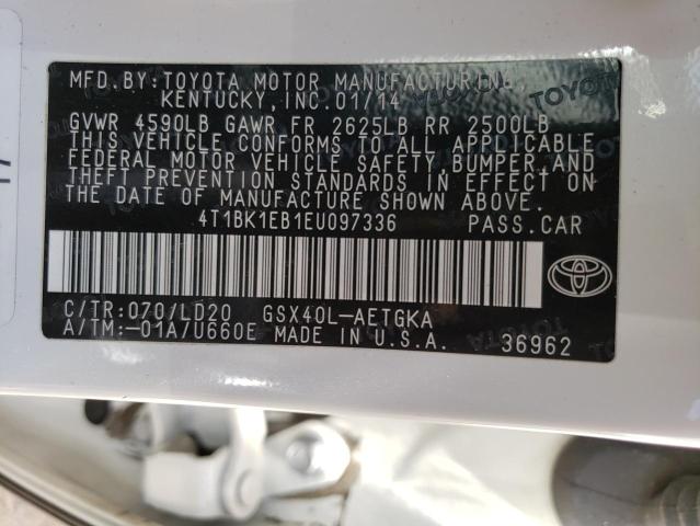 Photo 10 from auction – 2014 TOYOTA AVALON BAS with VIN 4T1BK1EB1EU097336