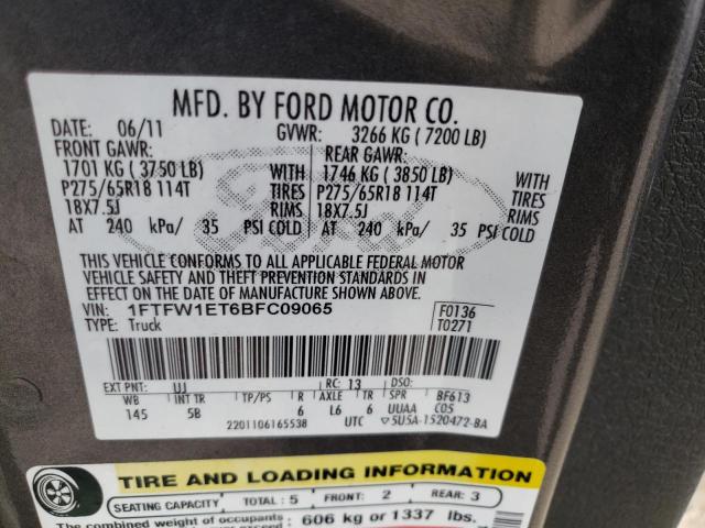 Photo 10 from auction – 2011 FORD F150 SUPER with VIN 1FTFW1ET6BFC09065