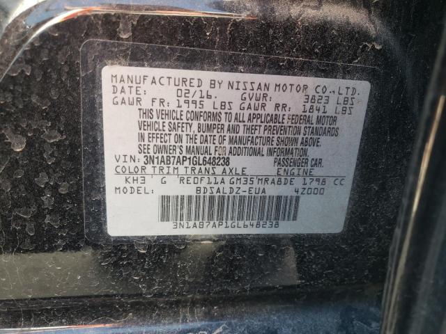 Photo 10 from auction – 2016 NISSAN SENTRA S with VIN 3N1AB7AP1GL648238