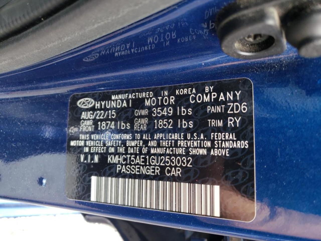 Photo 10 from auction – 2016 HYUNDAI ACCENT SE with VIN KMHCT5AE1GU253032