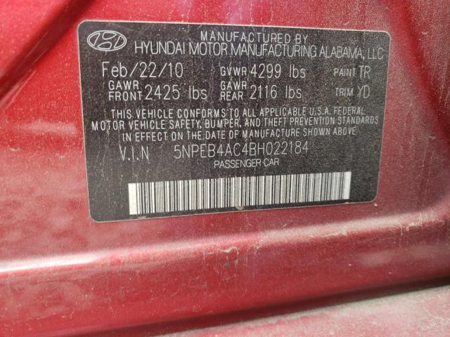 Photo 10 from auction – 2011 HYUNDAI SONATA GLS with VIN 5NPEB4AC4BH022184