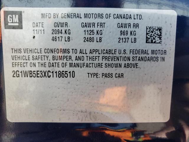 Photo 10 from auction – 2012 CHEVROLET IMPALA LT with VIN 2G1WB5E3XC1186510