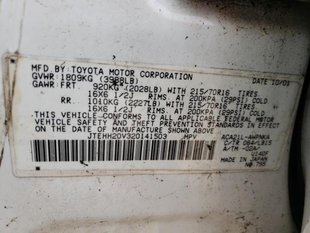 Photo 10 from auction – 2002 TOYOTA RAV4 with VIN JTEHH20V320141503
