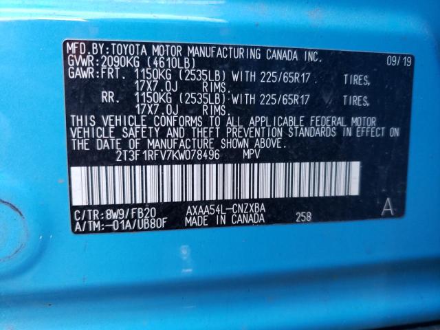 Photo 10 from auction – 2019 TOYOTA RAV4 LE with VIN 2T3F1RFV7KW078496